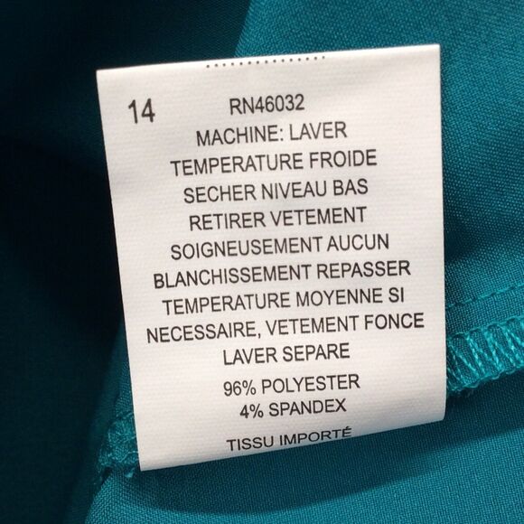 N Touch Tunic Woman’s Plus Sz 3X Teal Sky Snap Up Front Roll Tab Sleeves Casual - Picture 6 of 9